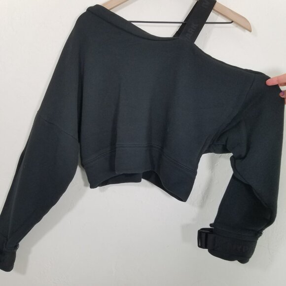 IVY PARK Cropped Sweatshirt Black Long Sleeve Top Size M - Picture 6 of 9